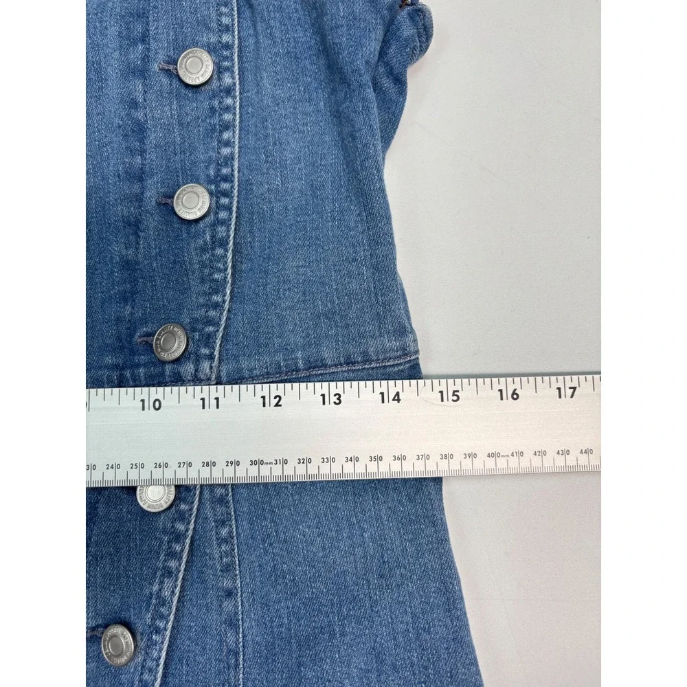 Vero Moda VMJULIA Denim Dress Blue Asymmetrical Button Front Slit Sheath Small